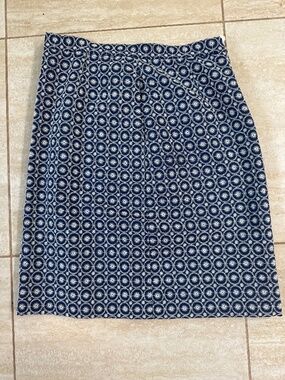 Brooks Brothers Embroidered Navy & White Pencil Skirt